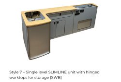 Style 7  Single level SLIMLINE unit with hinged worktops for storage Ford Transit Custom SWB