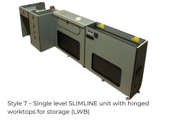 Style 7  Single level SLIMLINE unit with hinged worktops for storage Ford Transit Custom LWB