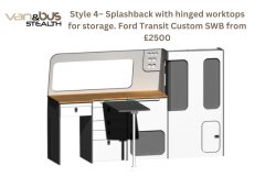 Style 4 Splashback with hinged worktops for storage FTC SWB