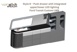 Style 8  Push drawer with integrated upper/lower LED lighting Ford Transit Custom LWB