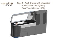 Style 8  Push drawer with integrated upper/lower LED lighting Ford Transit Custom SWB