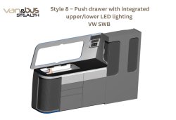 Style 8 - Push drawer with integrated upper/lower LED lighting VW SWB